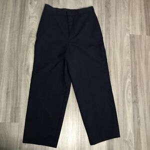 Smock Wool Pants Blue Navy High Rise Baggy CropTrouser Mens